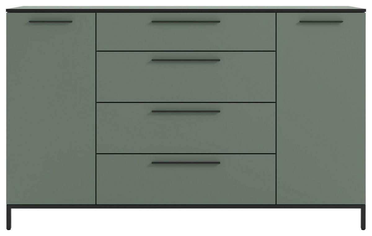 SIDEBOARD Soul  in 180/111/40 cm  - Schilfgrün/Schwarz, MODERN, Holzwerkstoff/Metall (180/111/40cm)