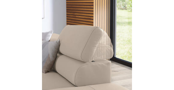 ECKSOFA in Echtleder Creme - Creme/Schwarz, Design, Leder/Metall (270/220cm) - Novel
