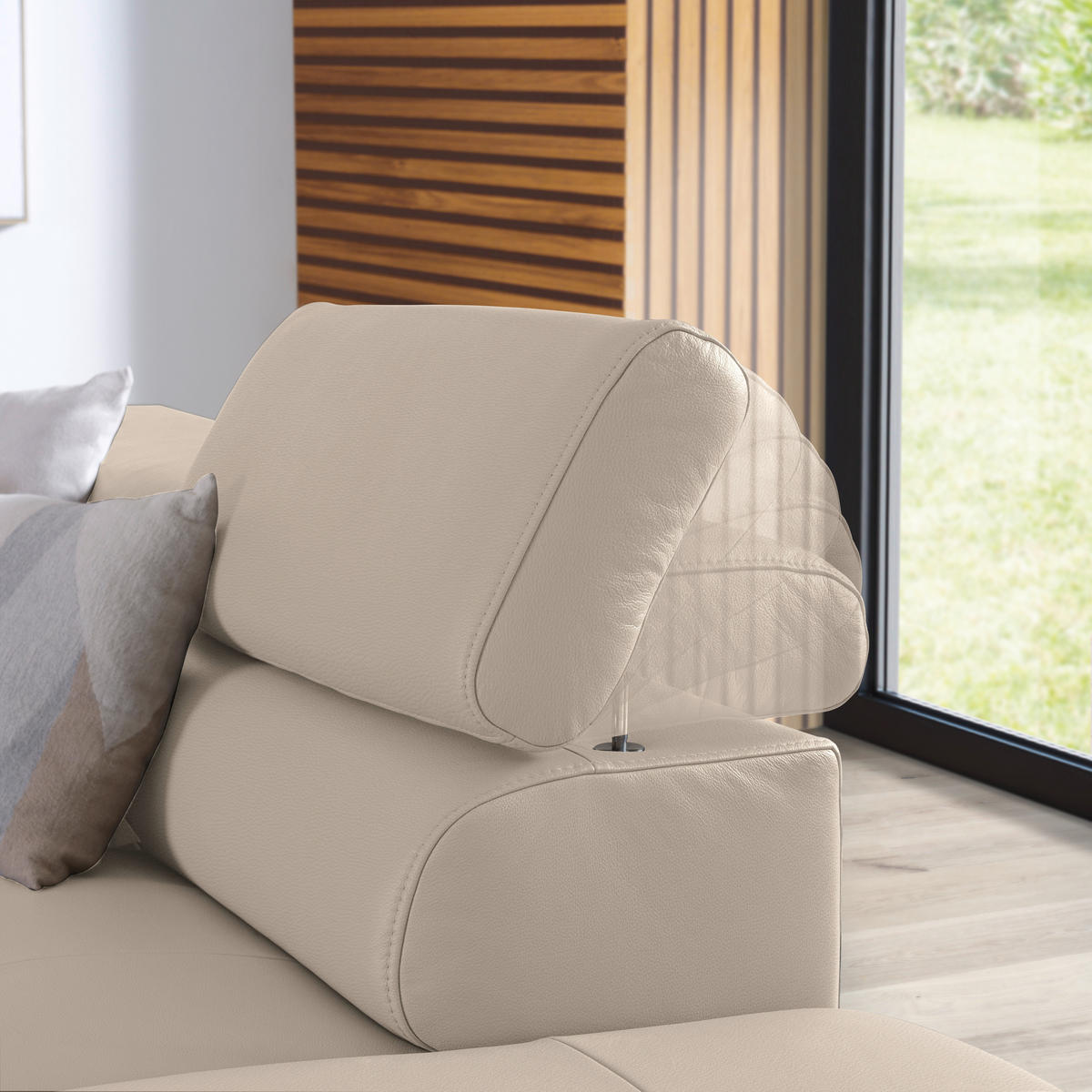 ECKSOFA in Echtleder Creme  - Creme/Schwarz, Design, Leder/Metall (270/220cm) - Novel