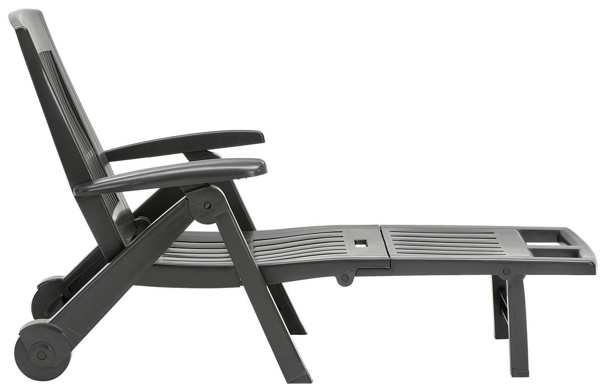 GARTENLIEGE 195/101/72 cm  - Anthrazit, Basics, Kunststoff (195/101/72cm) - Ambia Garden