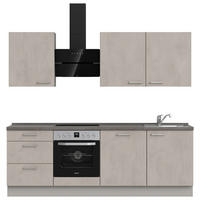 KÜCHENLEERBLOCK 240 cm   in Grau, Schieferfarben, Hellgrau  - Schieferfarben/Edelstahlfarben, MODERN, Holzwerkstoff/Metall (240cm) - Nobilia