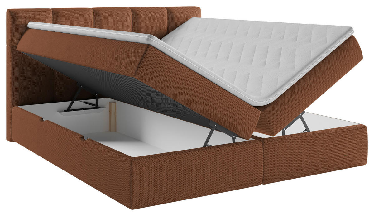 BOXBETT 180/200 cm  in Rostfarben  - Rostfarben/Schwarz, Modern, Holz/Holzwerkstoff (180/200cm) - MID.YOU
