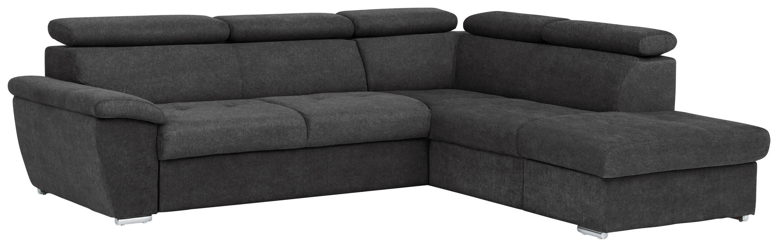 ECKSOFA in Mikrofaser Schwarz  - Chromfarben/Schwarz, Design, Textil/Metall (262/216cm) - Livetastic