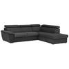 ECKSOFA in Mikrofaser Schwarz  - Chromfarben/Schwarz, Design, Textil/Metall (262/216cm) - Livetastic