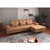 ECKSOFA Cappuccino Echtleder  - Schwarz/Cappuccino, KONVENTIONELL, Leder/Metall (279/185cm) - Sit & More