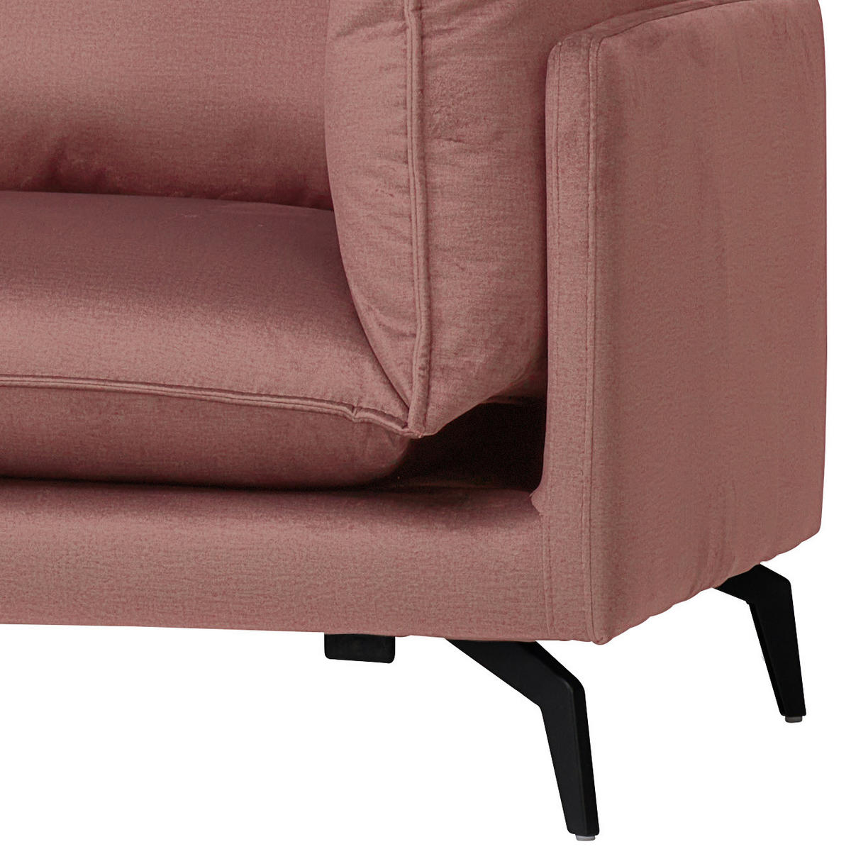 ECKSOFA in Samt Altrosa  - Schwarz/Altrosa, Design, Textil/Metall (200/241cm) - Carryhome