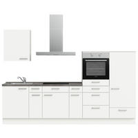 KÜCHENLEERBLOCK 300 cm   in Weiß, Schieferfarben  - Schieferfarben/Edelstahlfarben, MODERN, Holzwerkstoff/Metall (300cm) - Nobilia