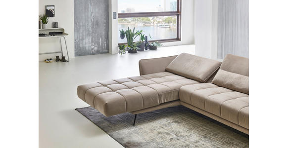 ECKSOFA in Mikrofaser Hellbraun  - Hellbraun/Schwarz, KONVENTIONELL, Textil/Metall (178/285cm) - Carryhome