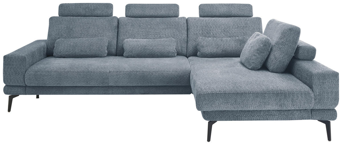 ECKSOFA Blau Chenille  - Blau/Schwarz, KONVENTIONELL, Textil/Metall (294/184cm) - SetOne by Musterring