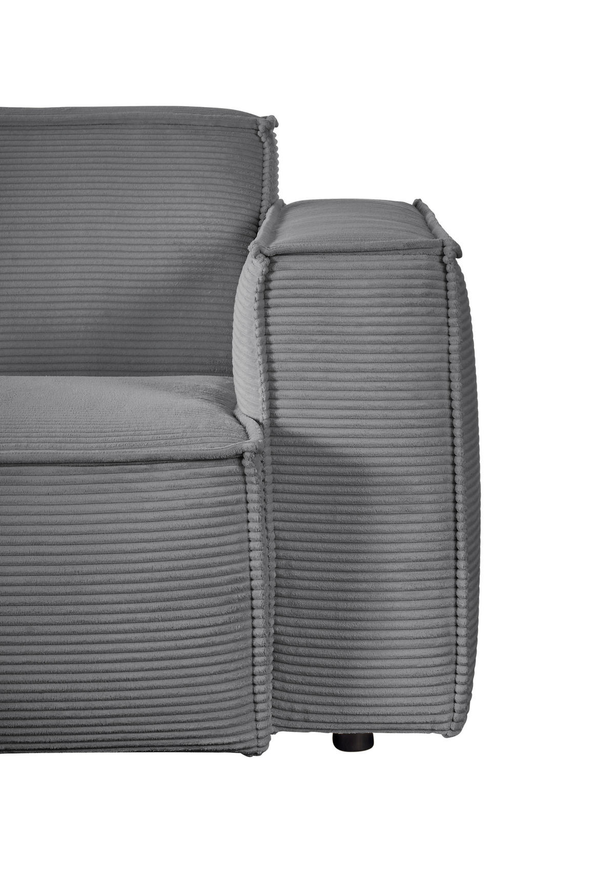 ECKSOFA Dunkelgrau Cord  - Dunkelgrau/Schwarz, KONVENTIONELL, Kunststoff/Textil (224/254cm) - Hom`in