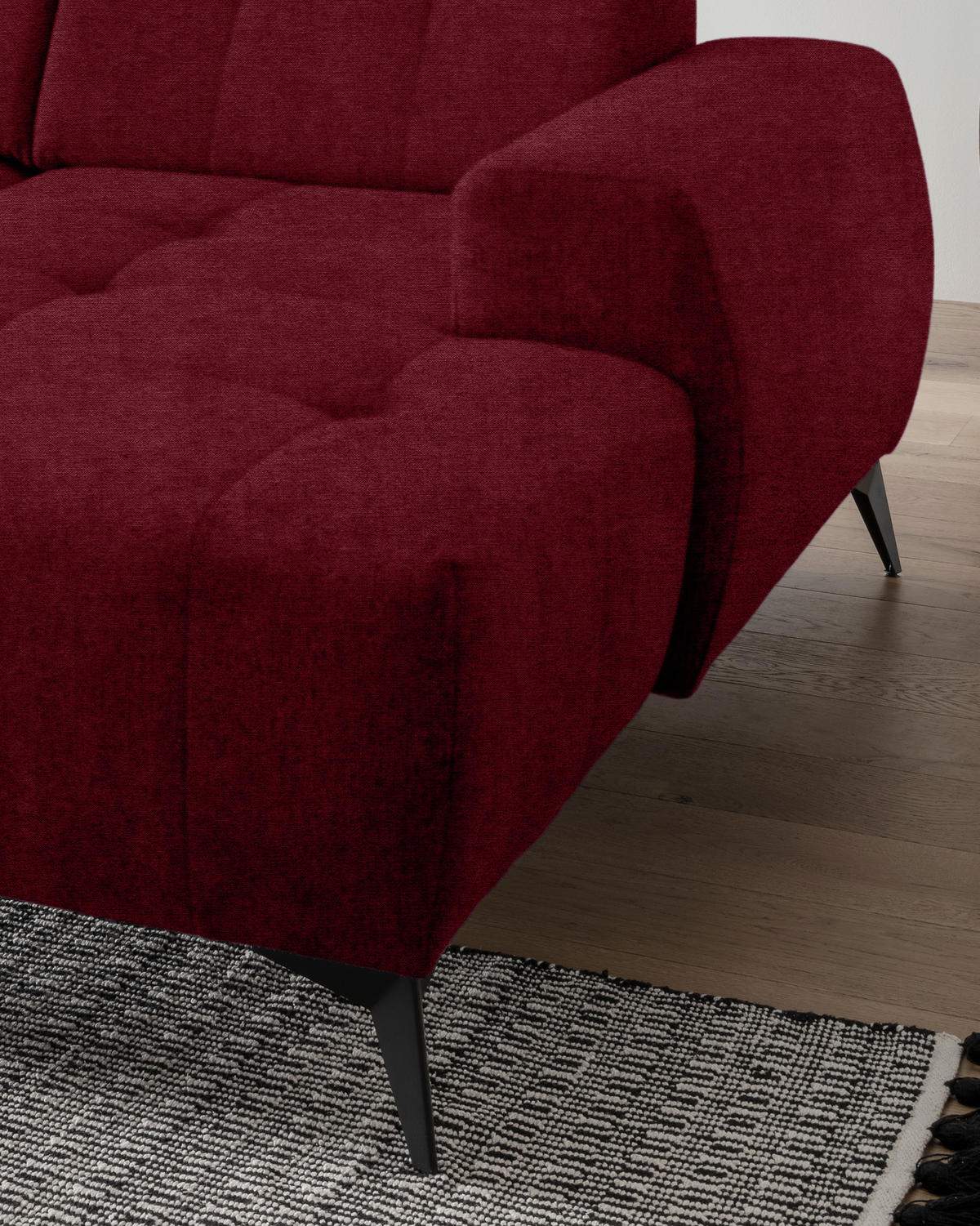 WOHNLANDSCHAFT in Mikrofaser Bordeaux  - Bordeaux/Schwarz, Modern, Textil/Metall (200/337/180cm) - Livetastic