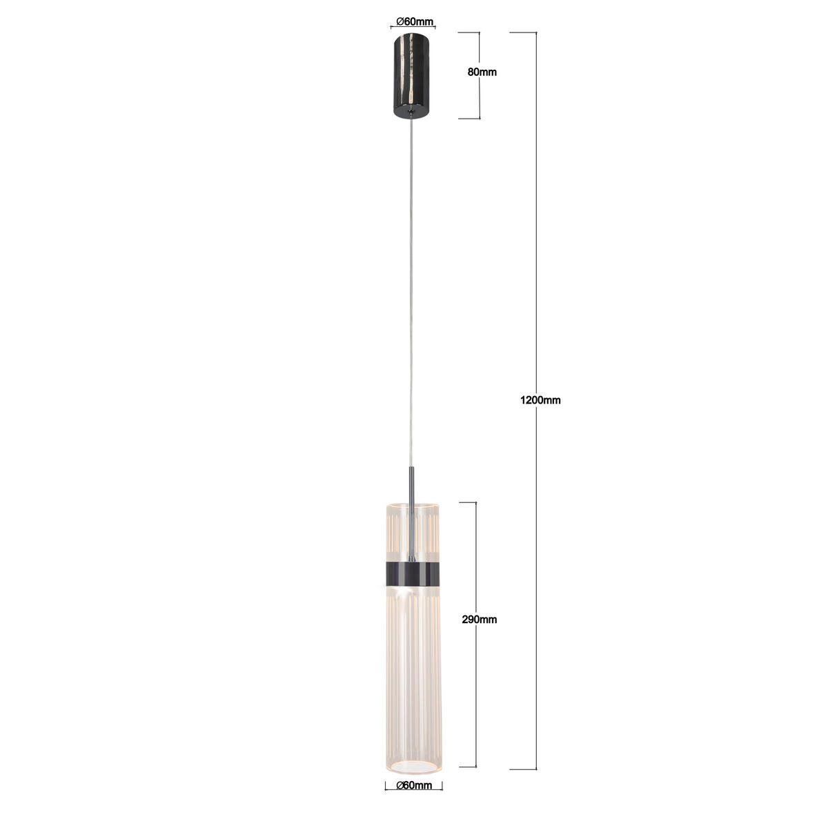 HÄNGELEUCHTE    - Graphitfarben, Konventionell, Kunststoff (120/6/6cm)