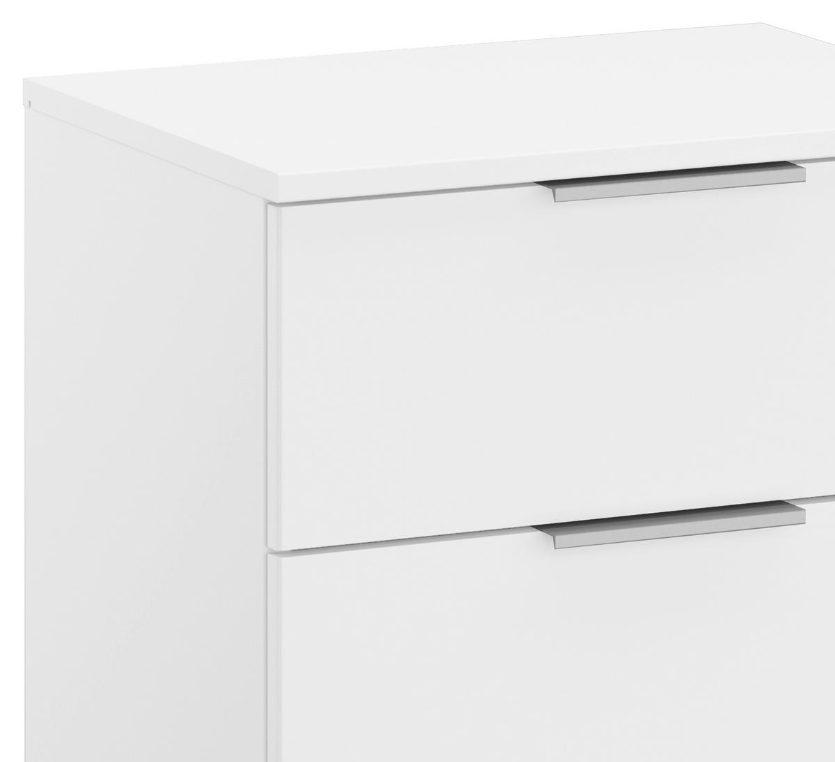 NACHTKÄSTCHEN  in Weiss  - Weiss/Alufarben, Modern, Holzwerkstoff (47/62/42cm) - Rauch Möbel