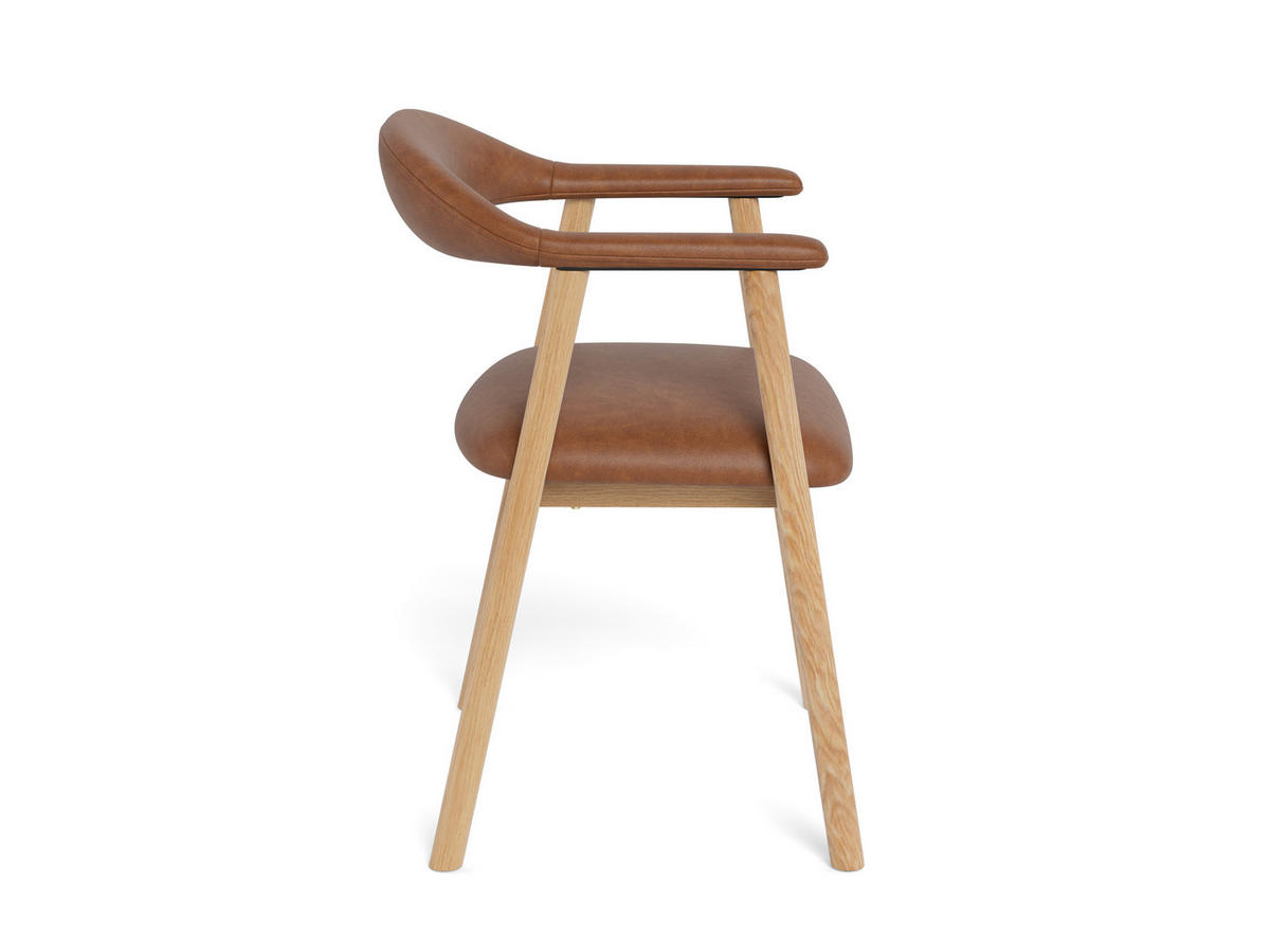 STOL MED ARMSTÖD   läderimitation  - cognacfärgad/ekfärgad, Trend, trä/plast (56/75,5/54cm) - MID.YOU