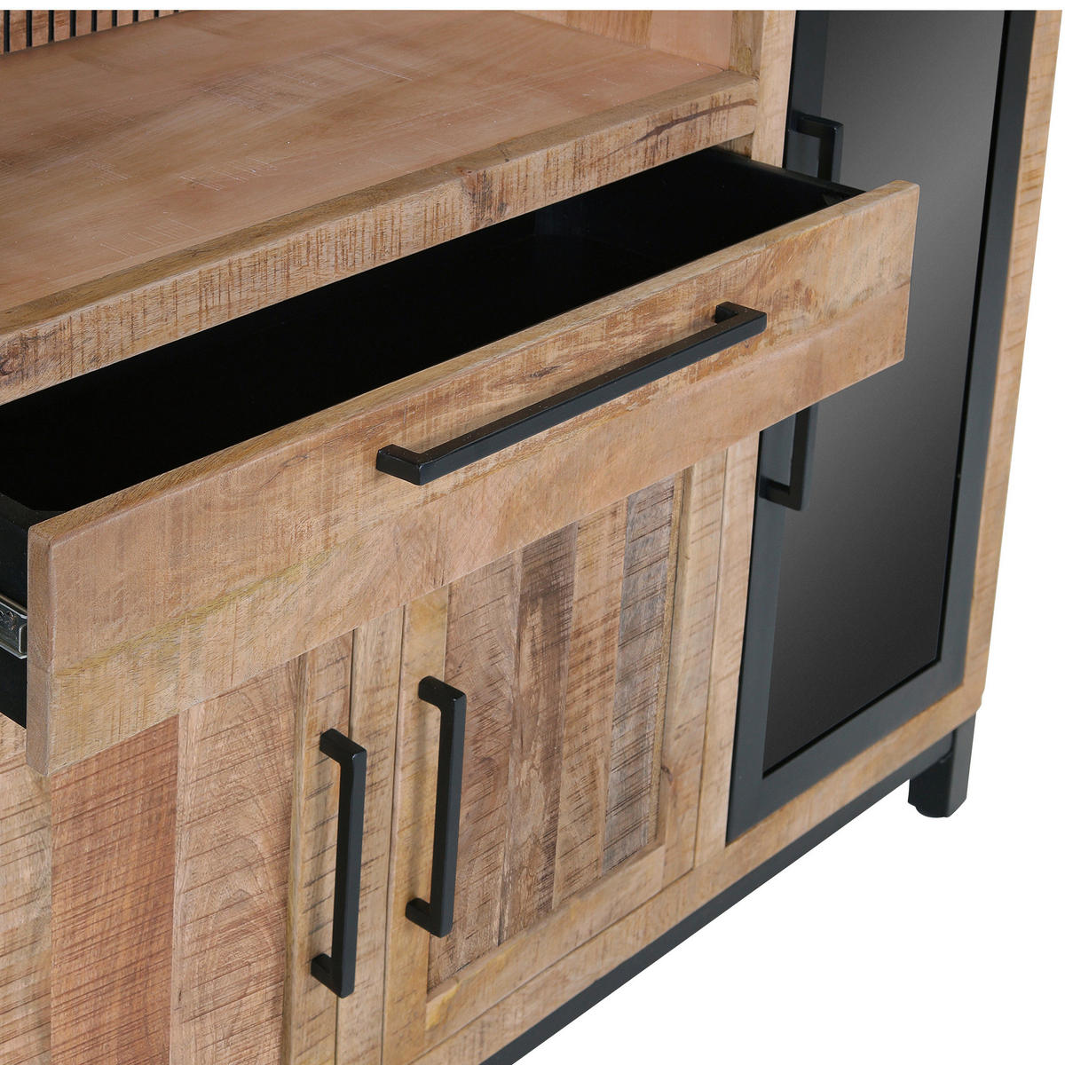 SIDEBOARD  in 160/110/43 cm  - Schwarz/Naturfarben, LIFESTYLE, Glas/Holz (160/110/43cm) - Landscape