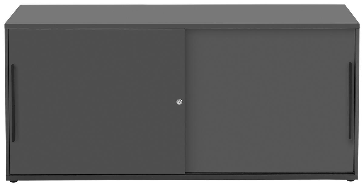 NISKA KOMODA   160/74/40 cm   boje grafita   - boje grafita/crna, Moderno, drvni materijal/metal (160/74/40cm)