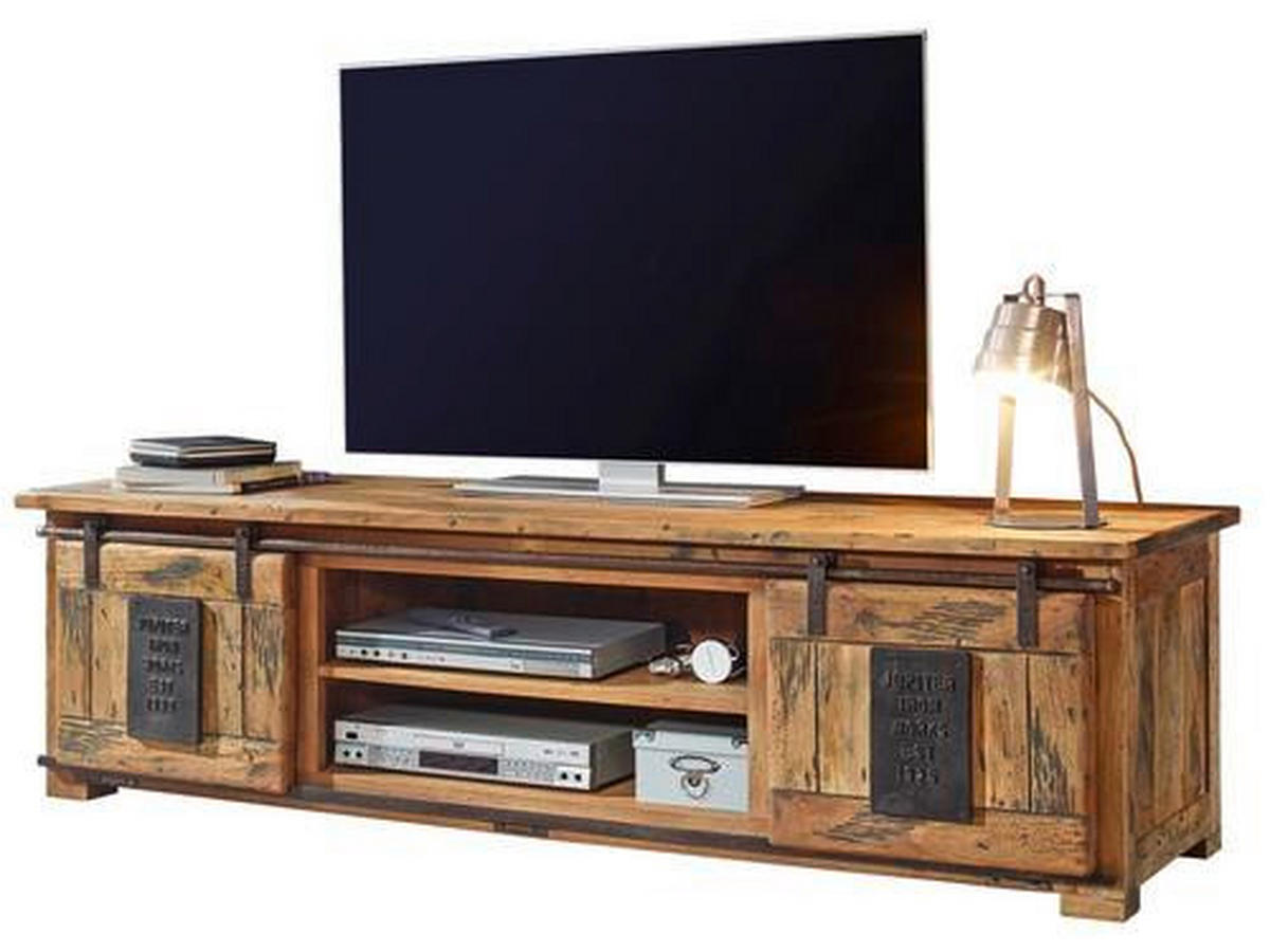 MEDIABÄNK i massiv mangoträ naturfärgad  - naturfärgad, Klassisk, metall/trä (180/50/55cm) - Livetastic