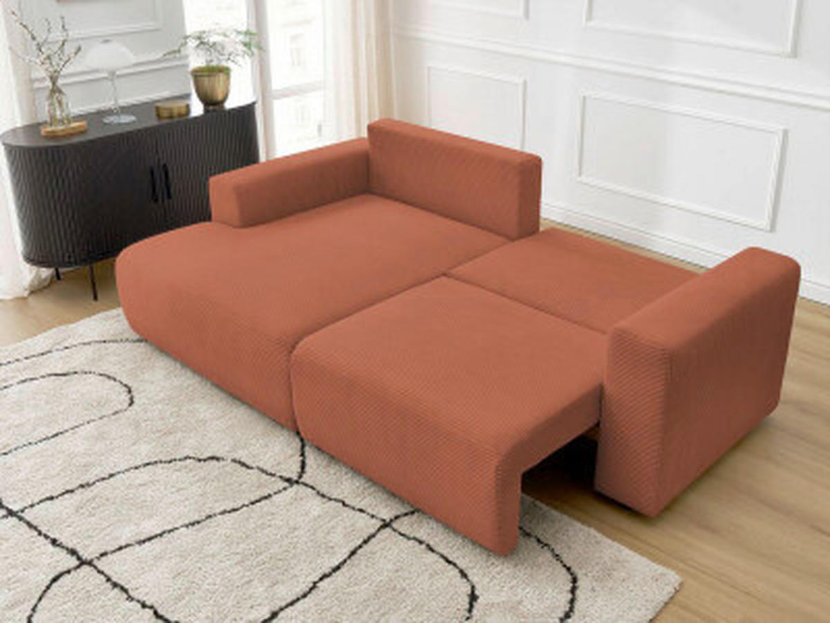 ECKSOFA Ottomane links  ATILLA Orange Cord  - Schwarz/Orange, MODERN, Kunststoff/Textil (149/244cm)
