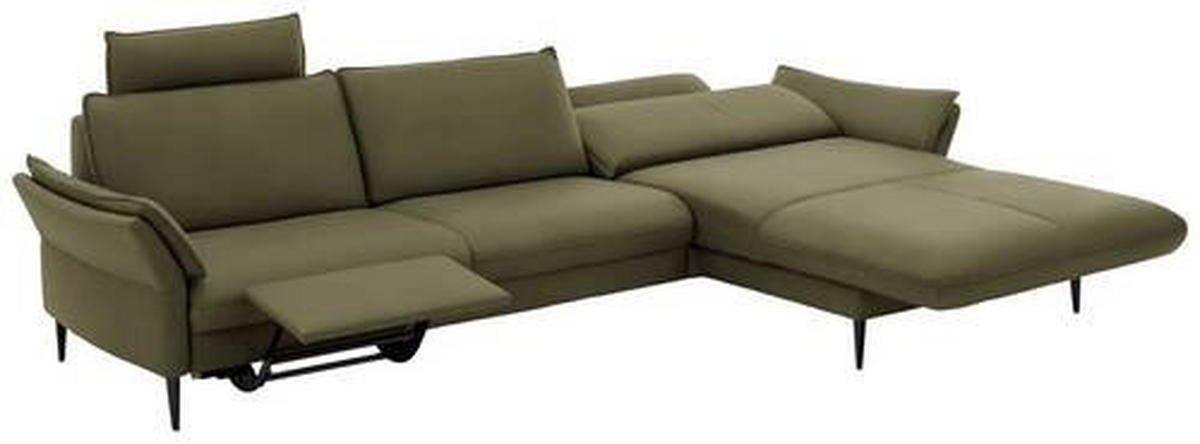 ECKSOFA in Echtleder Grün  334/172 cm  - Schwarz/Grün, Design, Leder/Metall (334/172cm) - Valdera