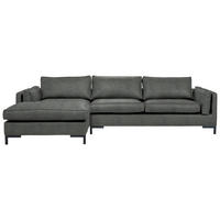 ECKSOFA Grün Lederlook  - Schwarz/Grün, Design, Textil/Metall (160/295cm) - Livetastic