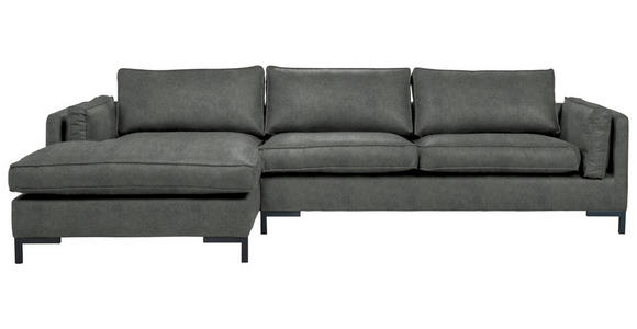 ECKSOFA in Lederlook Grün  160/295 cm  - Schwarz/Grün, Design, Textil/Metall (160/295cm) - Hom`in