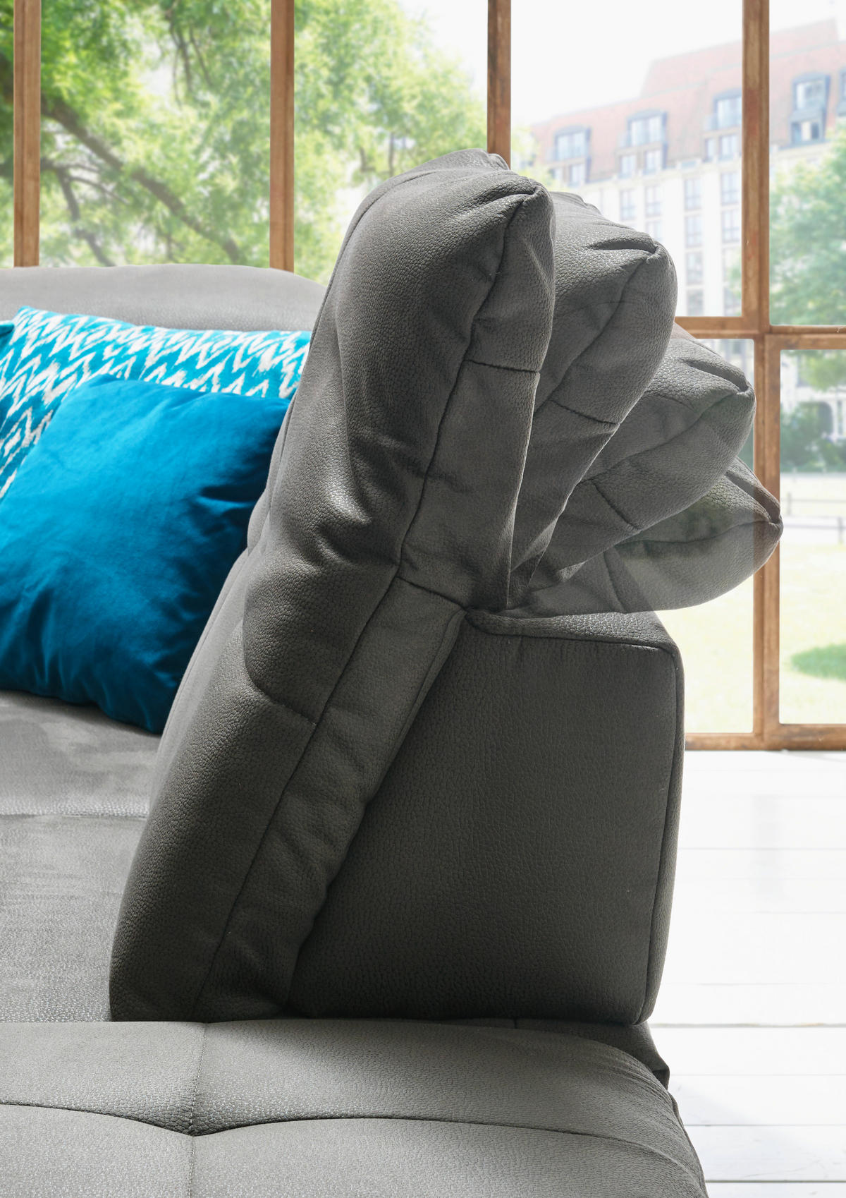 WOHNLANDSCHAFT Grau Mikrofaser  - Chromfarben/Grau, Design, Textil/Metall (260/371/195cm) - Beldomo Style