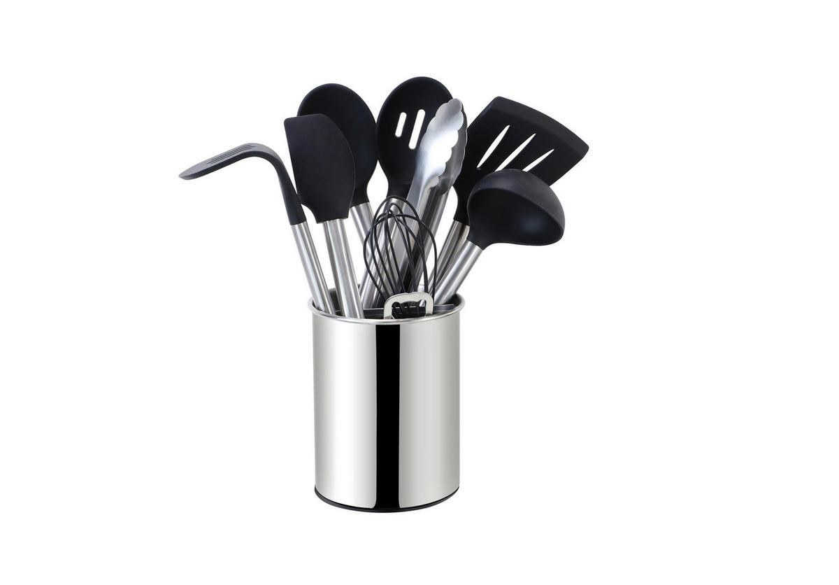 SADA KUCHYNSKÉHO NÁRADIA 10-dielne - čierna/strieborná, Basics, kov/plast (13cm) - Echtwerk
