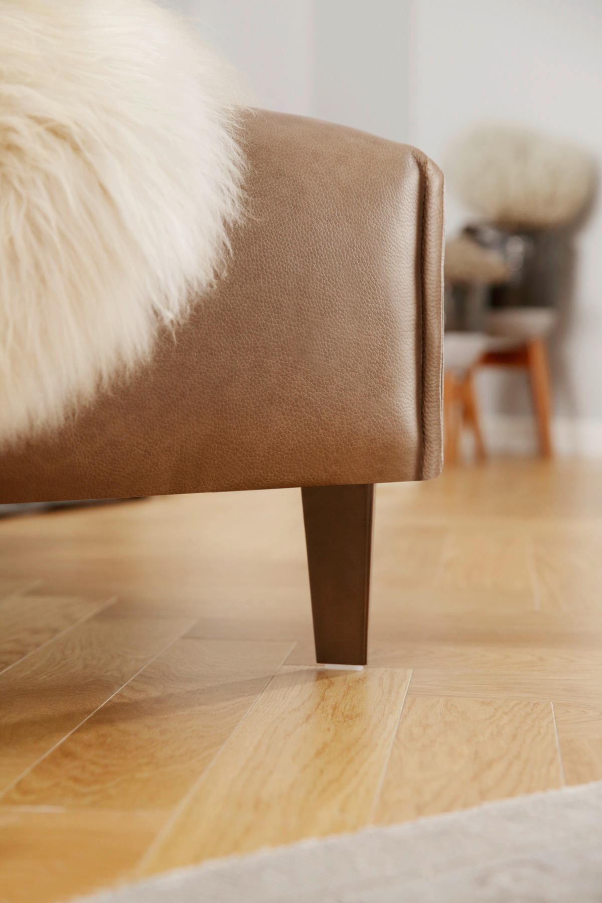 ECKSOFA in Echtleder Sandfarben  - Sandfarben/Schwarz, Design, Leder/Metall (340/272cm) - W.Schillig