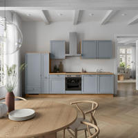 KÜCHENBLOCK Frame 330 cm  in Eichefarben, Blaugrau  - Edelstahlfarben/Eichefarben, MODERN, Holzwerkstoff/Metall (330cm) - Nobilia