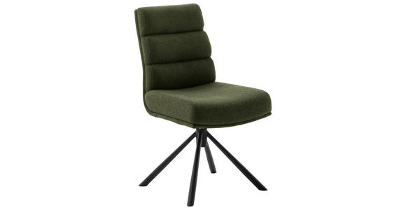 STUHL , Stoffauswahl, Typenauswahl, Sitzfläche 360° drehbar, Gestellauswahl , Webstoff  - Schwarz/Olivgrün, Design, Textil/Metall (47/90/64cm) - Dieter Knoll