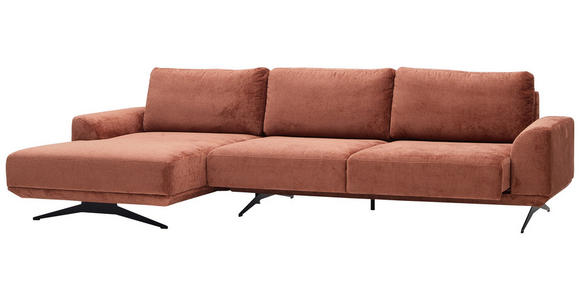 ECKSOFA in Webstoff Orange  - Schwarz/Orange, Design, Textil/Metall (172/320cm) - Valnatura