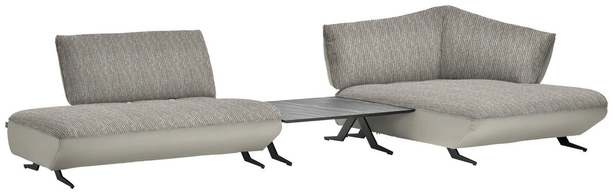 ECKSOFA in Webstoff, Struktur Naturfarben, Sandfarben  - Sandfarben/Anthrazit, Design, Textil/Metall (265/172cm) - Joop!