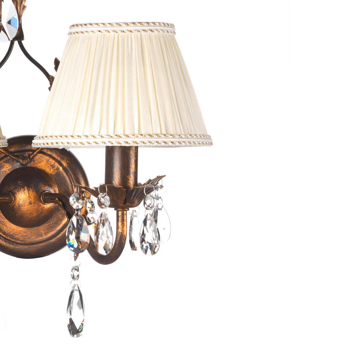 WANDLEUCHTE 34/24/30 cm   - Bronzefarben, KONVENTIONELL, Glas/Textil (34/24/30cm)
