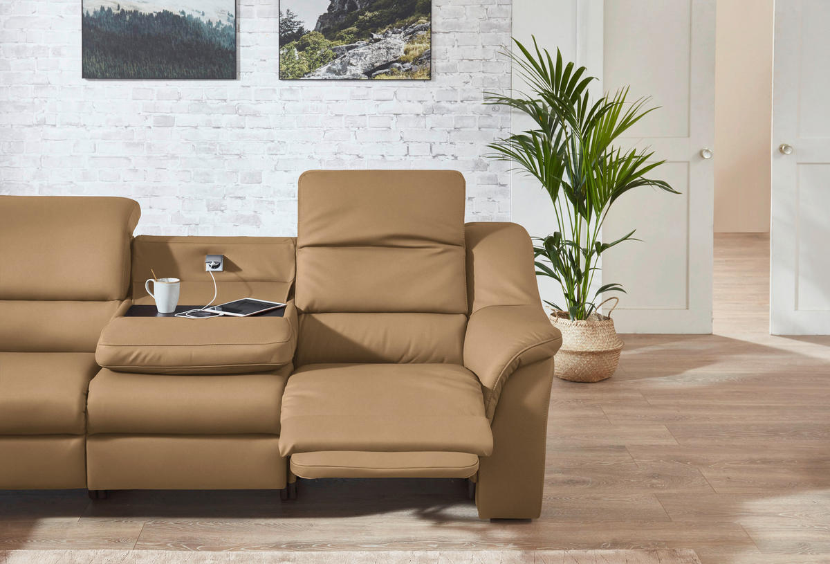 ECKSOFA  in Echtleder Cappuccino  260/324 cm  - Schwarz/Cappuccino, KONVENTIONELL, Leder/Kunststoff (260/324cm) - Cantus