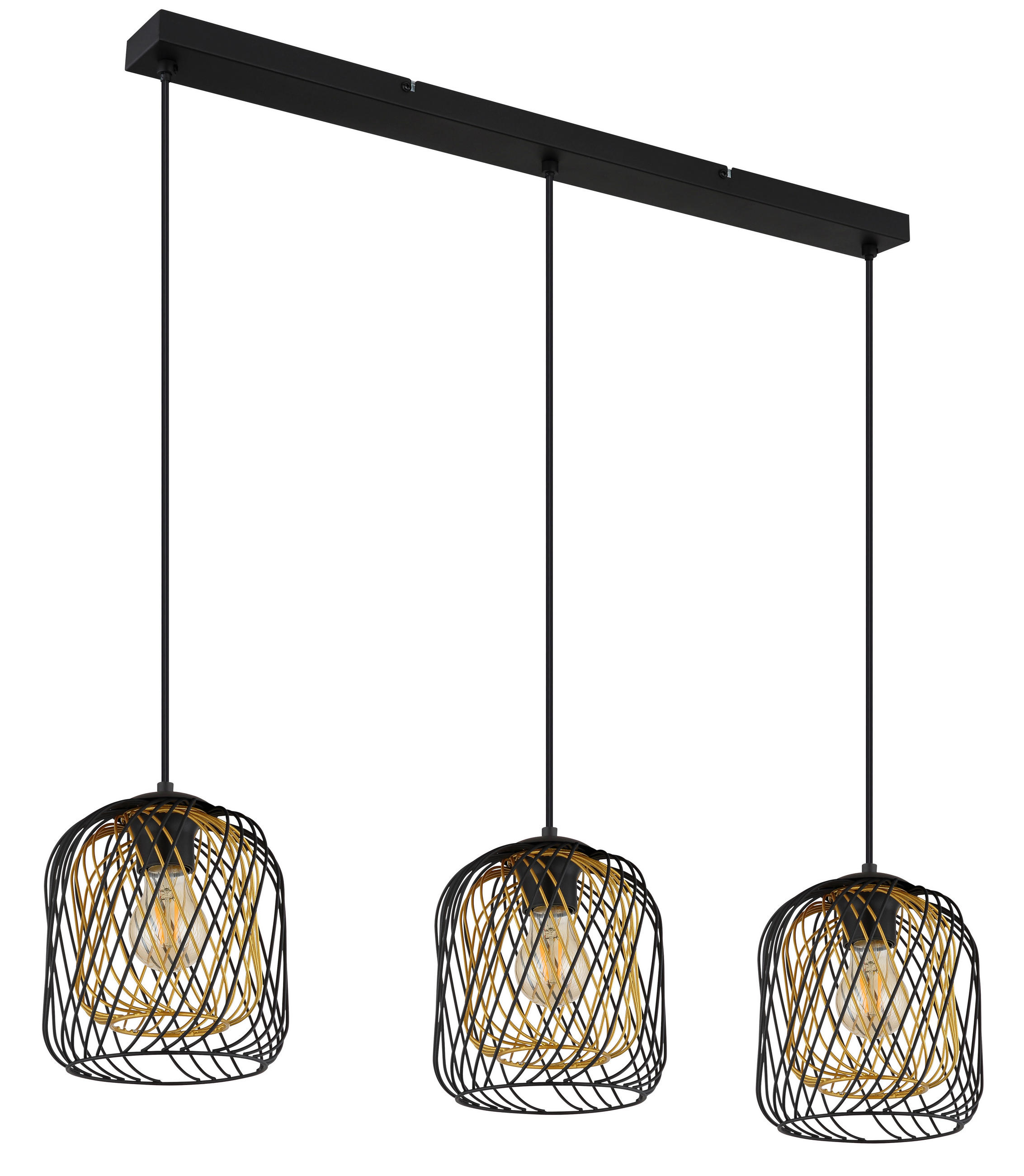 HÄNGELEUCHTE 84/18/150 cm  - Goldfarben/Schwarz, Basics, Kunststoff/Metall (84/18/150cm) - Globo