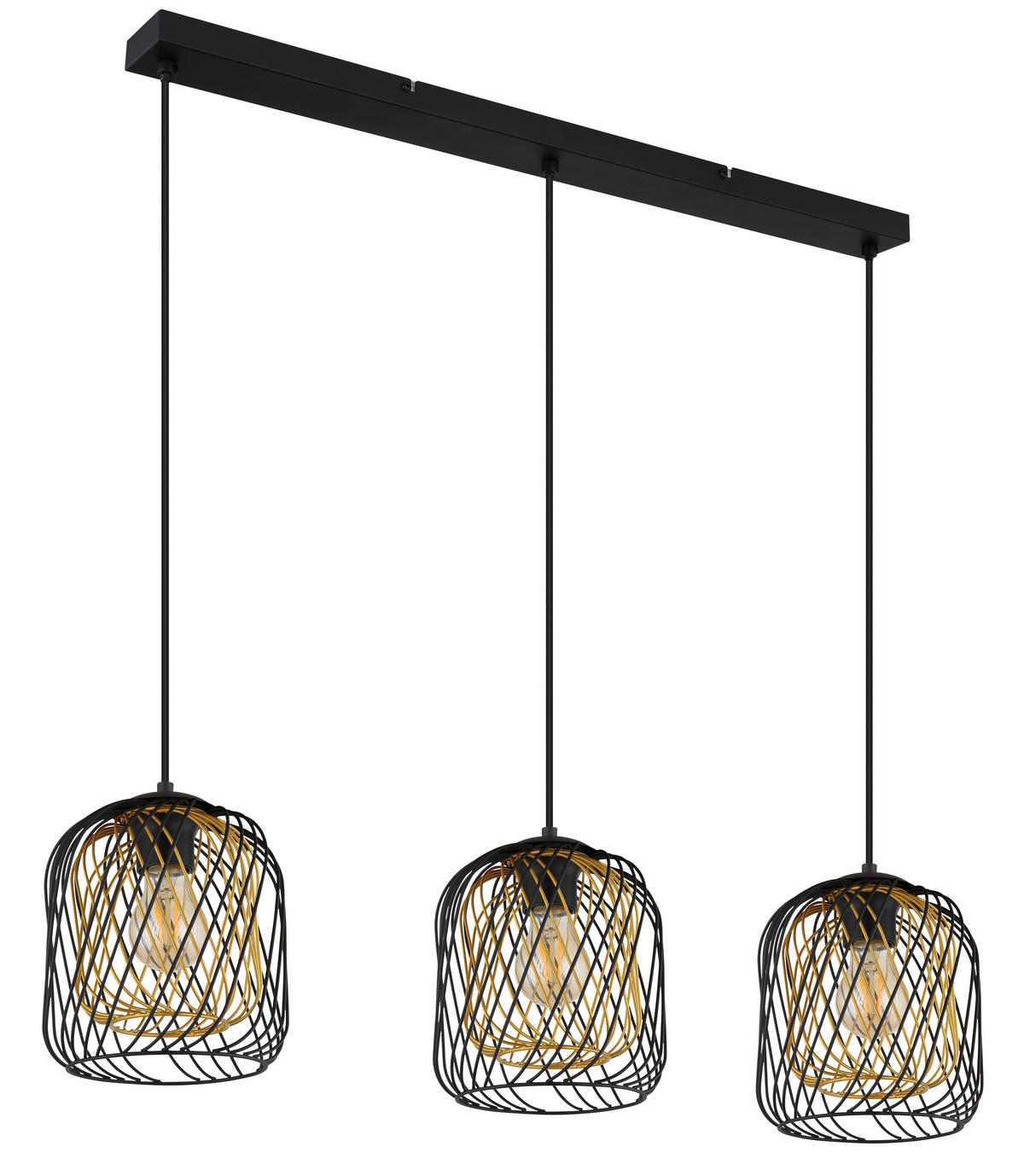 HÄNGELEUCHTE 84/18/150 cm  - Goldfarben/Schwarz, Basics, Kunststoff/Metall (84/18/150cm) - Globo
