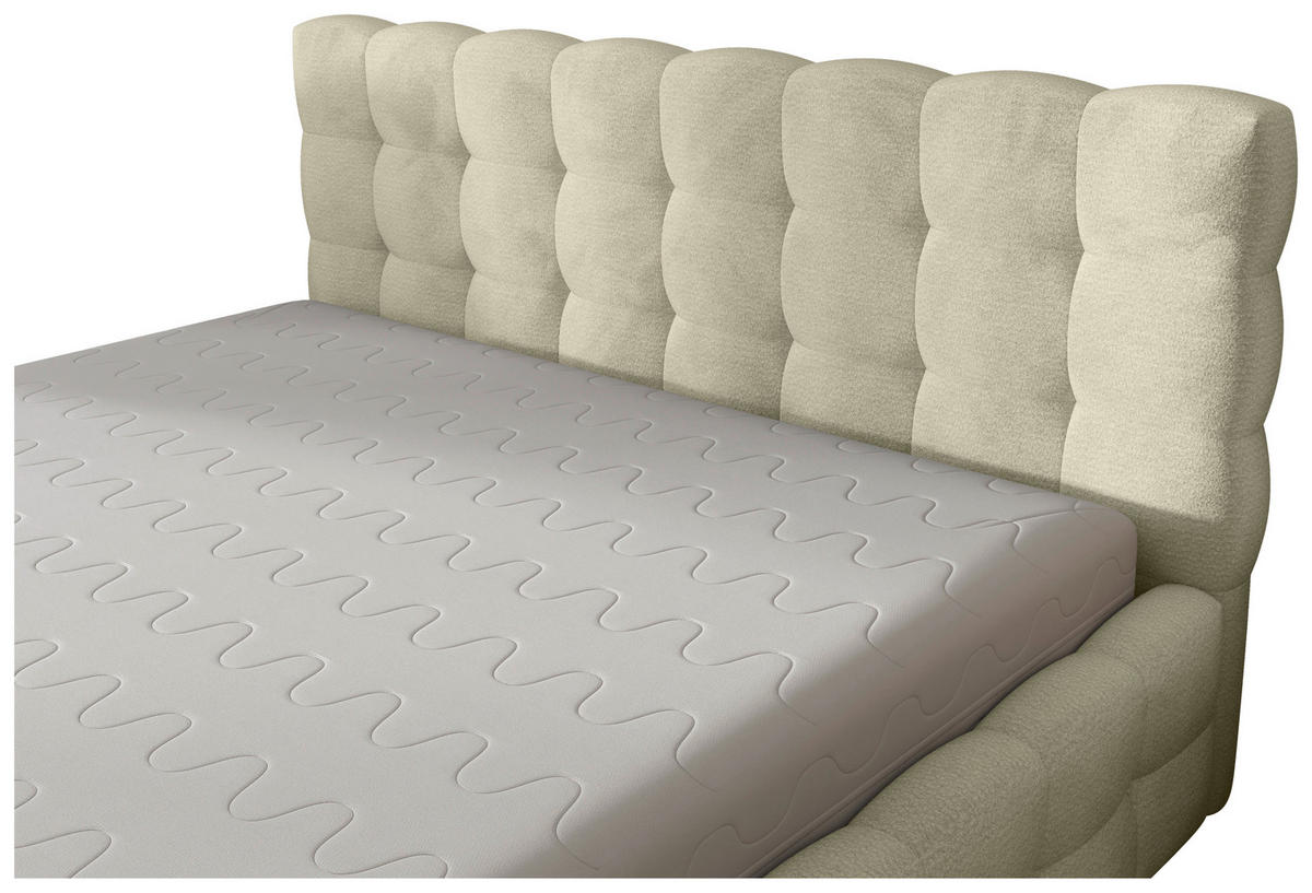 POLSTERBETT 140/200 cm,  in Beige, gepolstertes Kopfteil, Lattenrost, Bettkasten,  - Beige/Schwarz, MODERN, Holz/Kunststoff (140/200cm) - Chameo