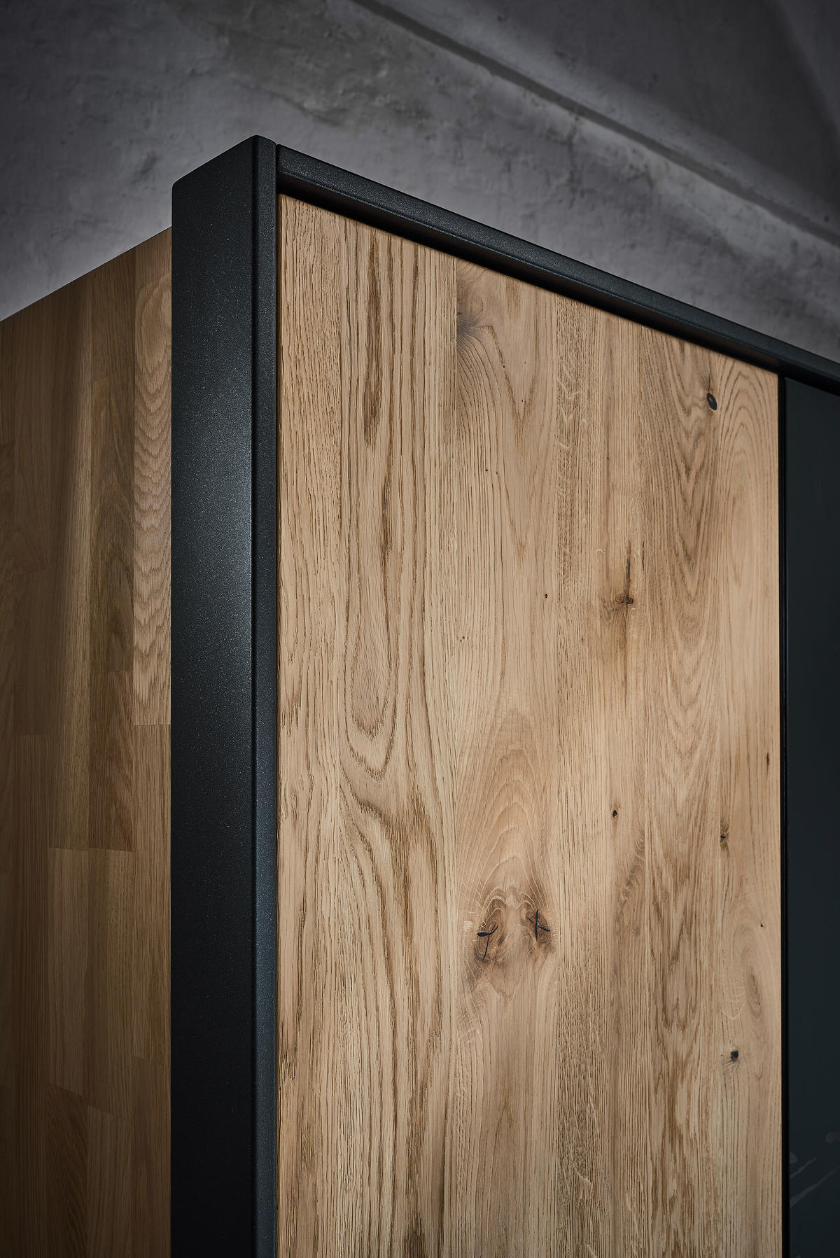 BETTANLAGE 180/200 cm  in Graphitfarben, Eichefarben   - Eichefarben/Graphitfarben, Konventionell, Holz/Metall (180/200cm) - Valdera