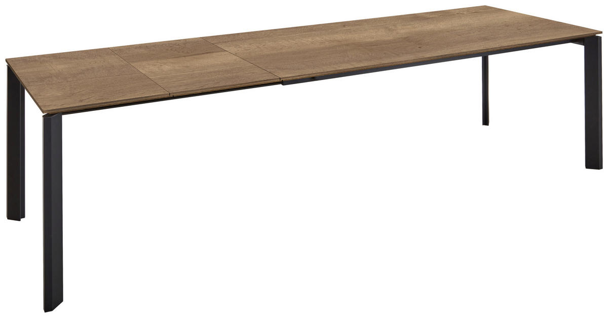 ESSTISCH Schwarz, Eiche dunkel rechteckig  ausziehbar, in verschiedenen Größen erhältlich, in verschiedenen Holzdekoren erhältlich  - Eiche dunkel/Schwarz, Basics, Holzwerkstoff/Metall (160-260/95/76cm) - Celina Home