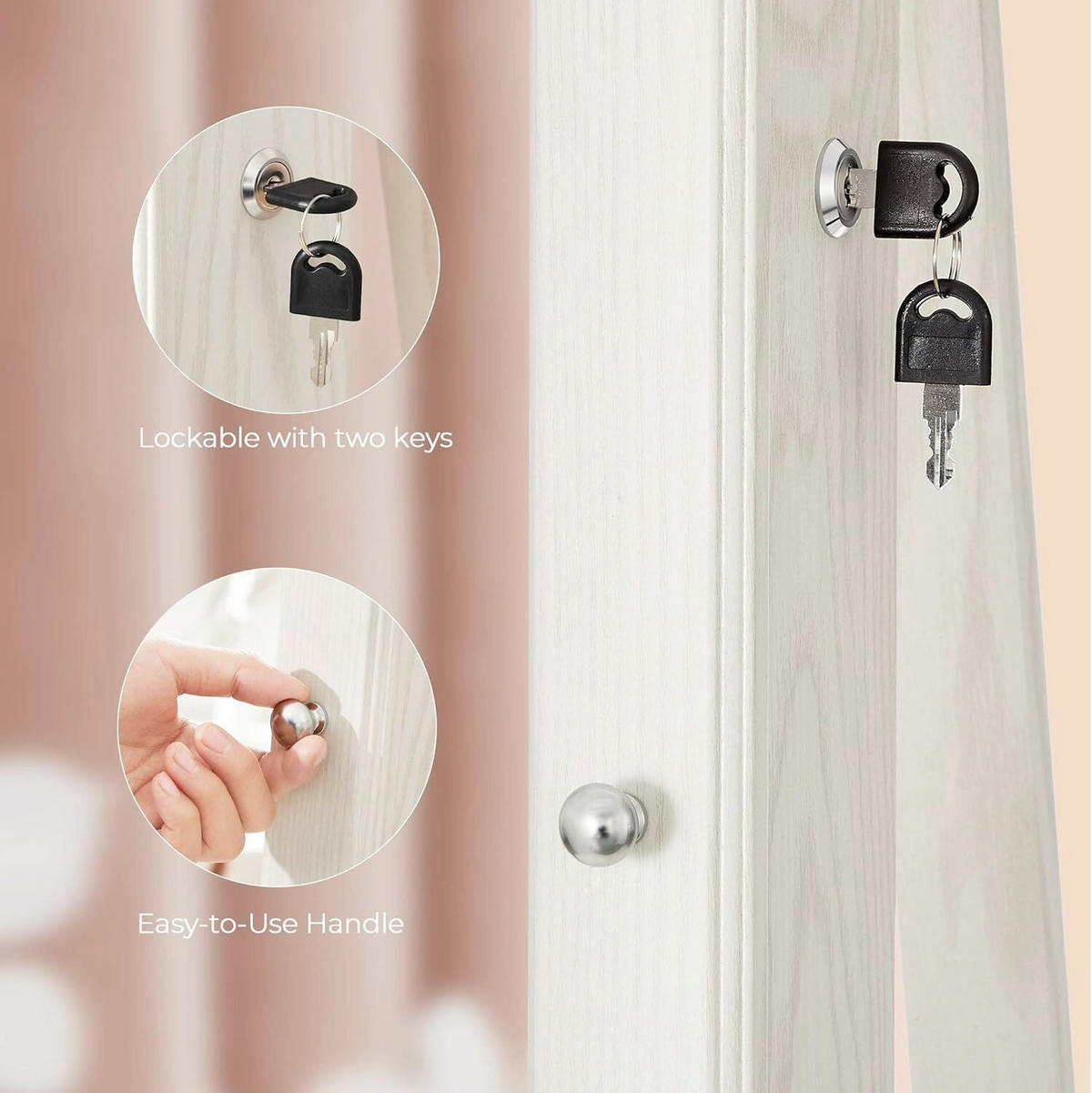 SCHMUCKSCHRANK - Silberfarben/Weiß, Trend, Glas/Holzwerkstoff (54,1/161/54,1cm) - Boxxx