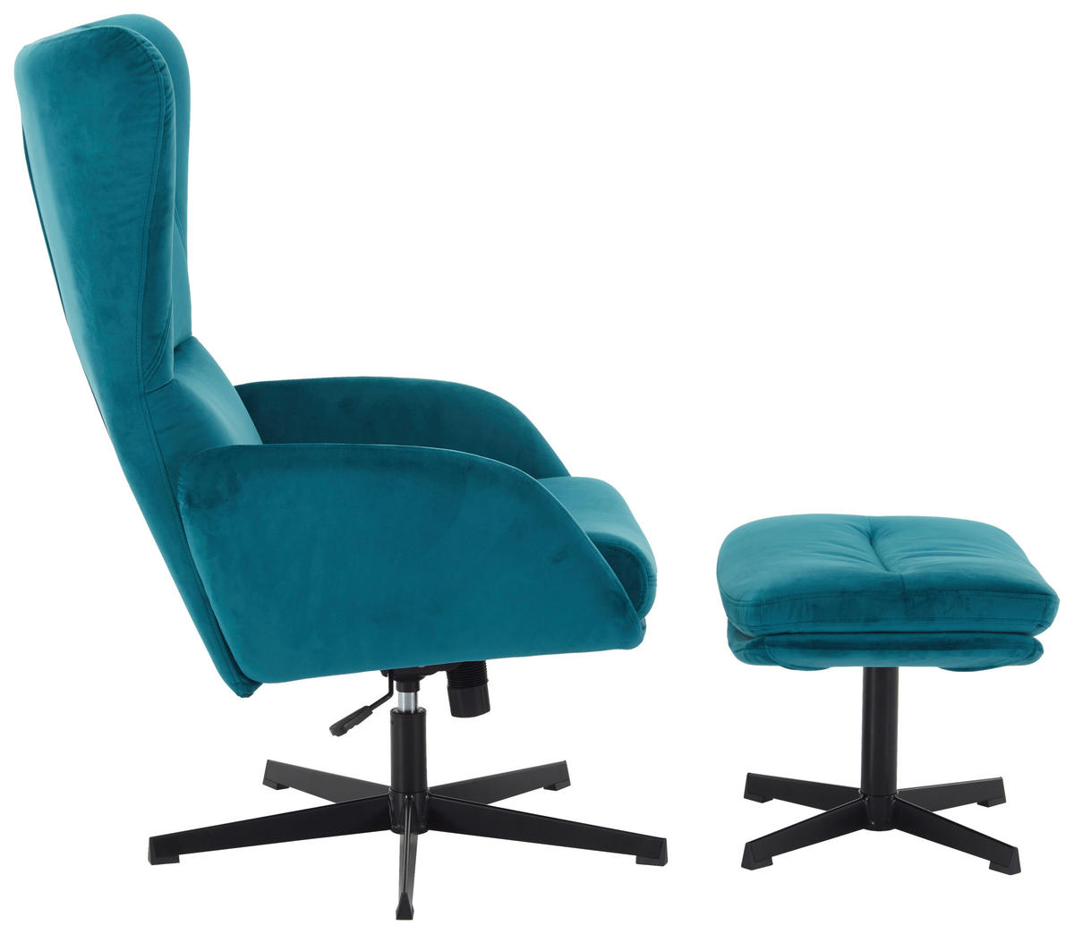 RELAXAČNÉ KRESLO S PODNOŽKOU, kov, textil, petrolejová - čierna/petrolejová, Design, kov/textil (70/109/86cm) - Hom`in
