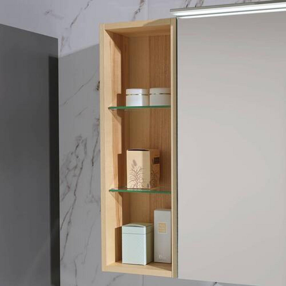 SALLE DE BAIN  in 207 cm  - Weiss/Graubraun, Modern, Glas/Holz (207cm) - Novel