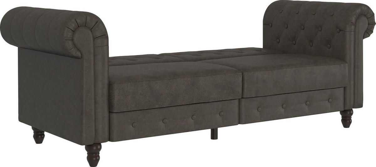 SCHLAFSOFA FIRENZE in Mikrofaser Anthrazit Vintage, Skandinavisch, Modern  - Anthrazit/Schwarz, Basics, Holz/Textil (236/83/87cm) - Livetastic