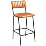 BARHOCKER Echtleder Braun, Schwarz Eisen  - Schwarz/Braun, Trend, Leder/Metall (44/103/53cm) - Landscape