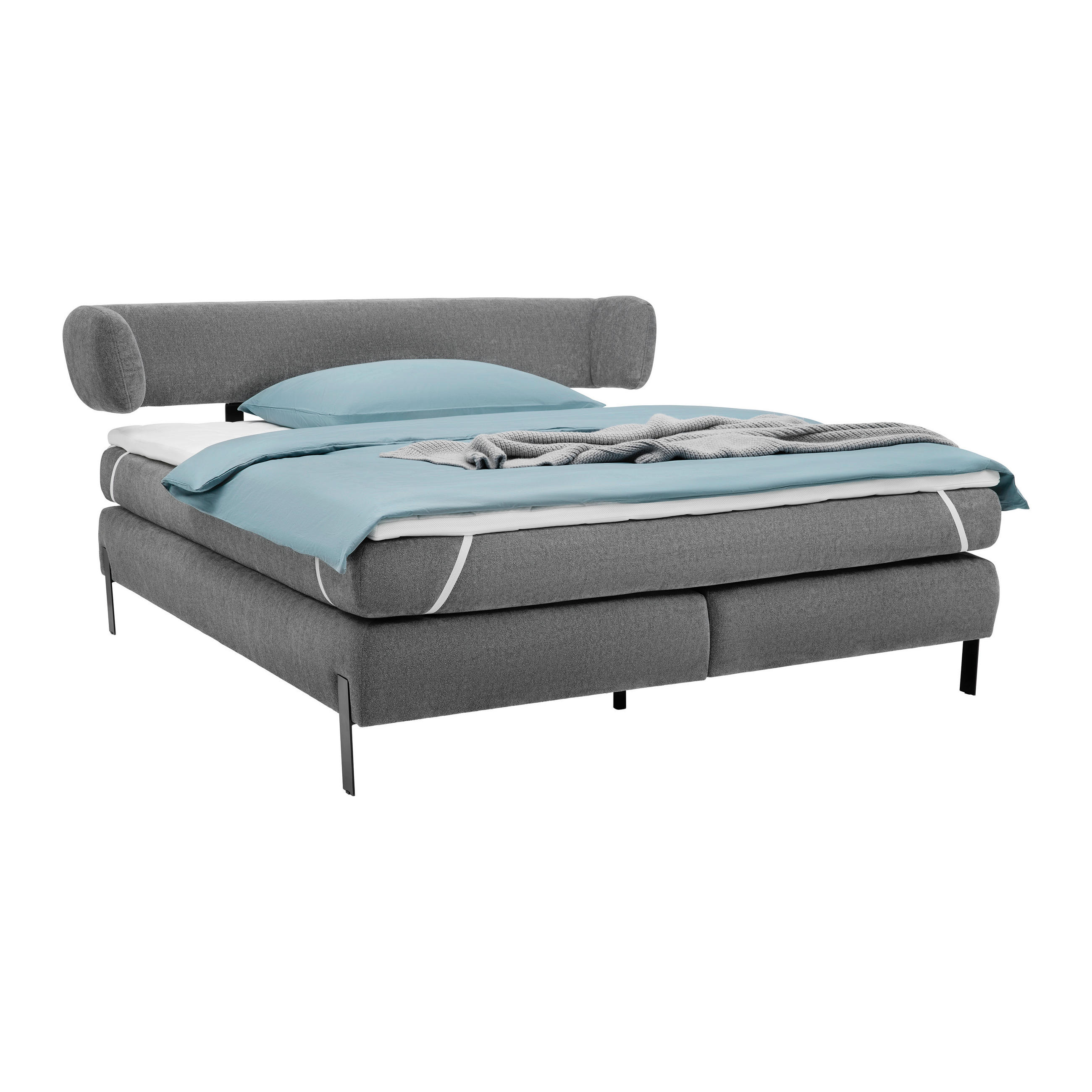 KONTINENTALSÄNG 160/200 cm  i grafitfärgad  - grafitfärgad/svart, Modern, metall/trämaterial (160/200cm) - Visionight