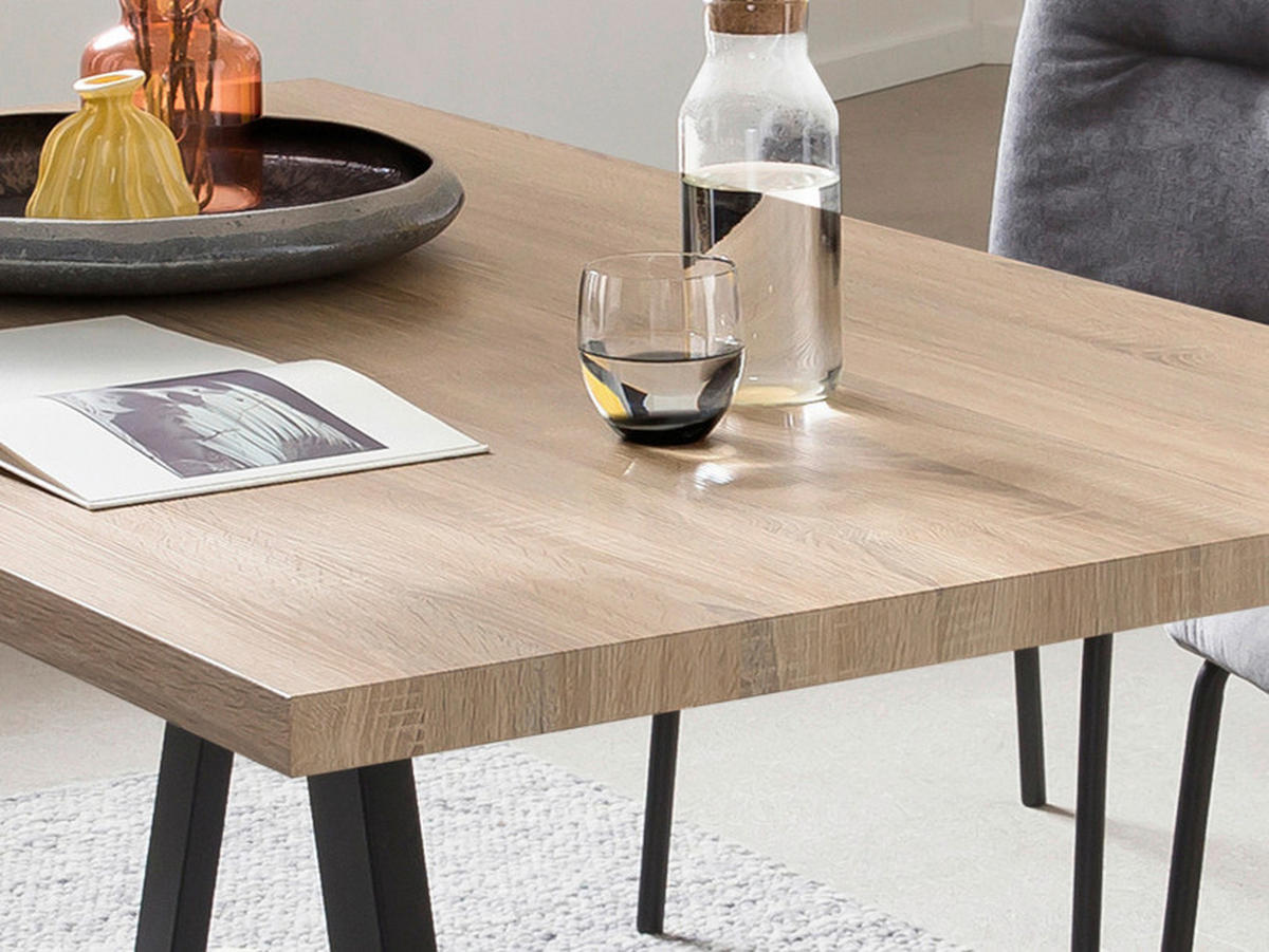 ESSTISCH rechteckig Naturfarben, Schwarz  - Schwarz/Naturfarben, Design, Holzwerkstoff/Metall (160/90/75cm) - Livetastic