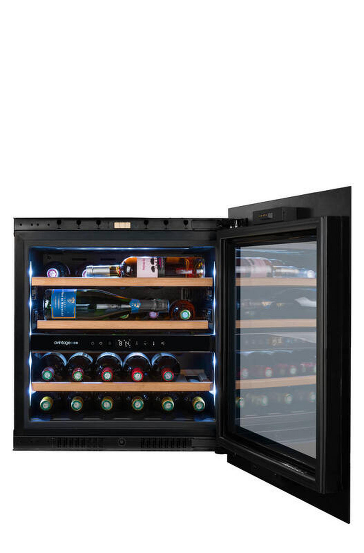 WEINKÜHLSCHRANK AVI60PLATINUM  - Schwarz, Basics, Glas/Holz (59,0/59,5/56,5cm)