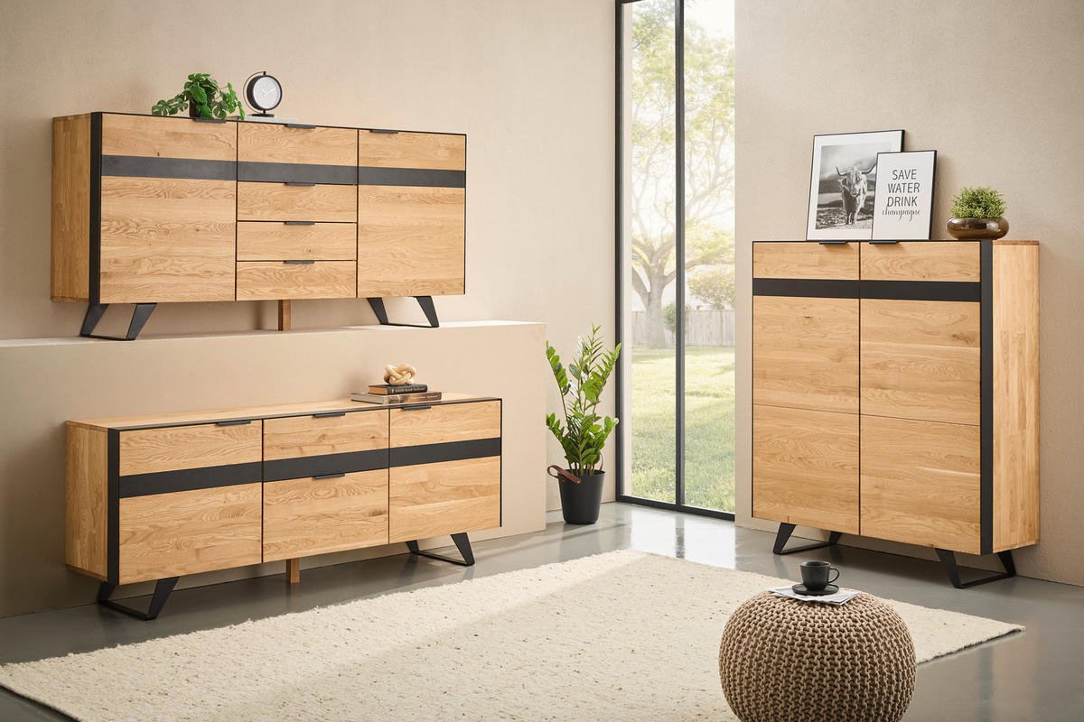 SIDEBOARD  in 181/80/42 cm  - Wildeiche/Schwarz, KONVENTIONELL, Holz/Holzwerkstoff (181/80/42cm) - Landscape