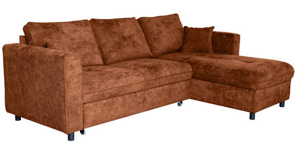 ECKSOFA Rostfarben Flachgewebe - Rostfarben/Schwarz, KONVENTIONELL, Textil/Metall (252/162cm) - Carryhome