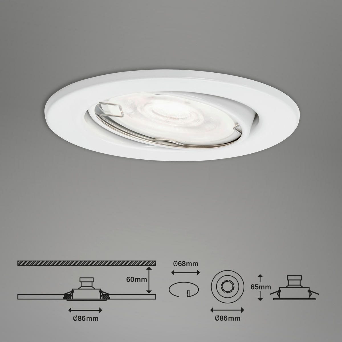 LED PANEL  - bela, Osnovno, metal (8,6/8,6/7cm)